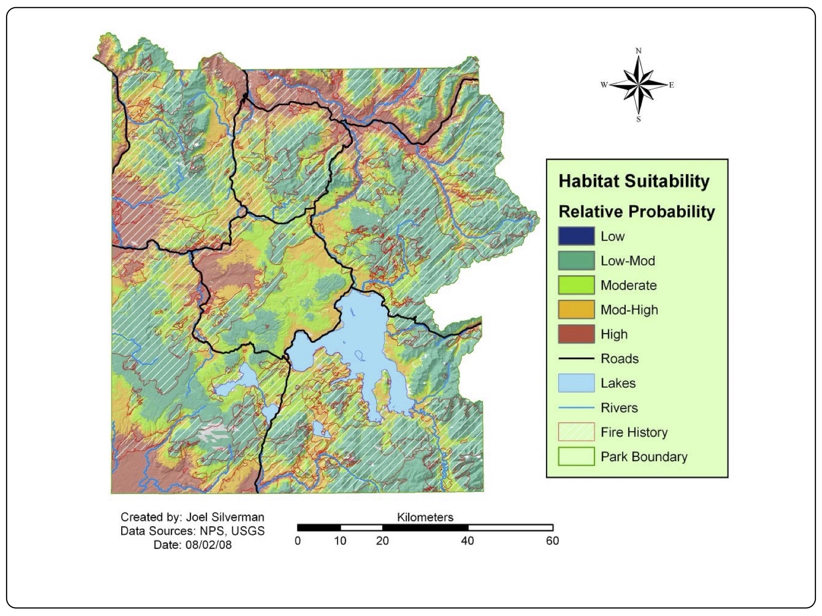 Map of Dalmation Toadflax Distribution in Yellowstone National Park
